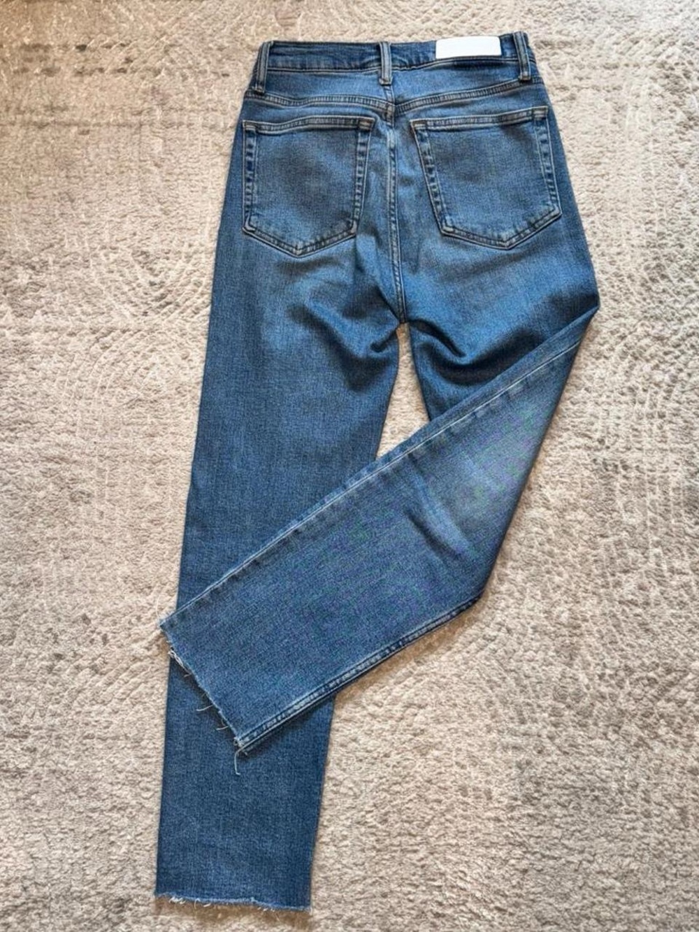 Re/Done Straight-Leg High-Rise Jeans in Medium Blue Wash